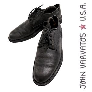 John Varvatos Black Grain Leather Derby Shoes 10